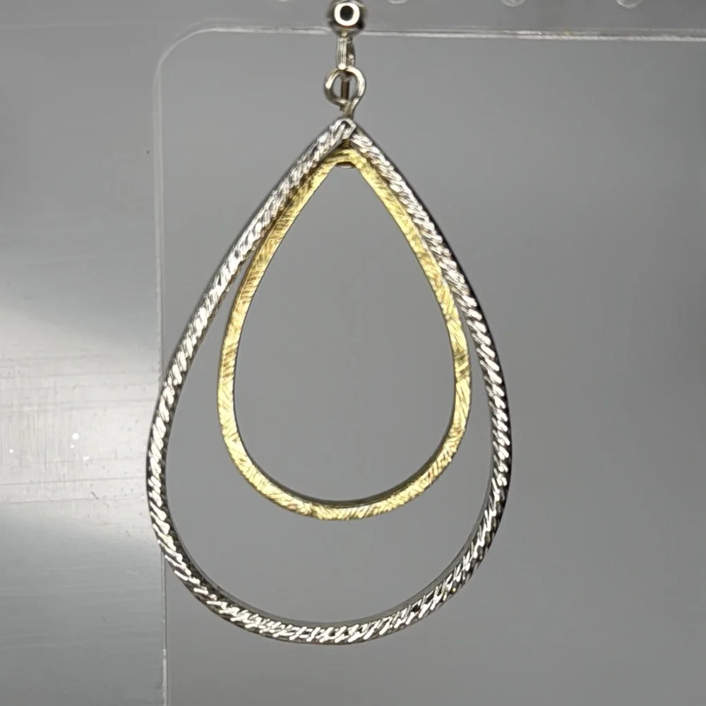 Modern Silver and Gold Teardrop Earrings